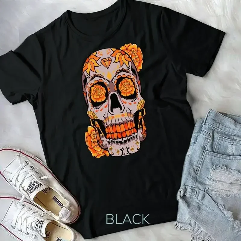 Sugar Skull Lazy Halloween Costume Cool Mexican Bones Unisex T shirt