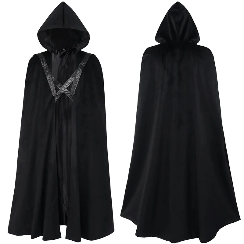 

Men Medieval Hooded Robe Cloak Coat Victorian Steampunk Gothic Cape Costume Cosplay Gothtc Halloween Carnival Stage Fancy Outfit