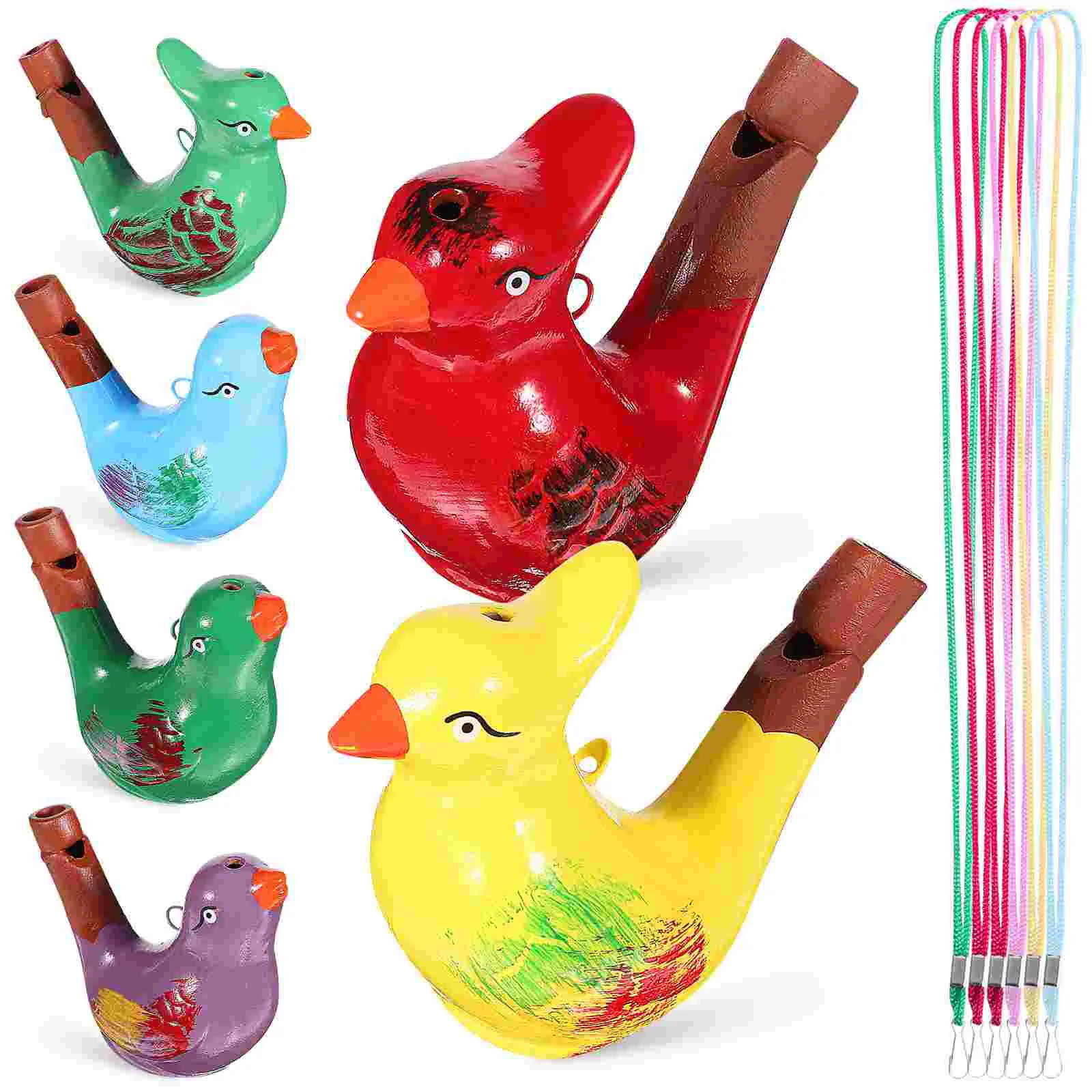 6 Pcs The Bird Waterfowl Whistle Toddler Necklace Ceramics Educational Musical Toys