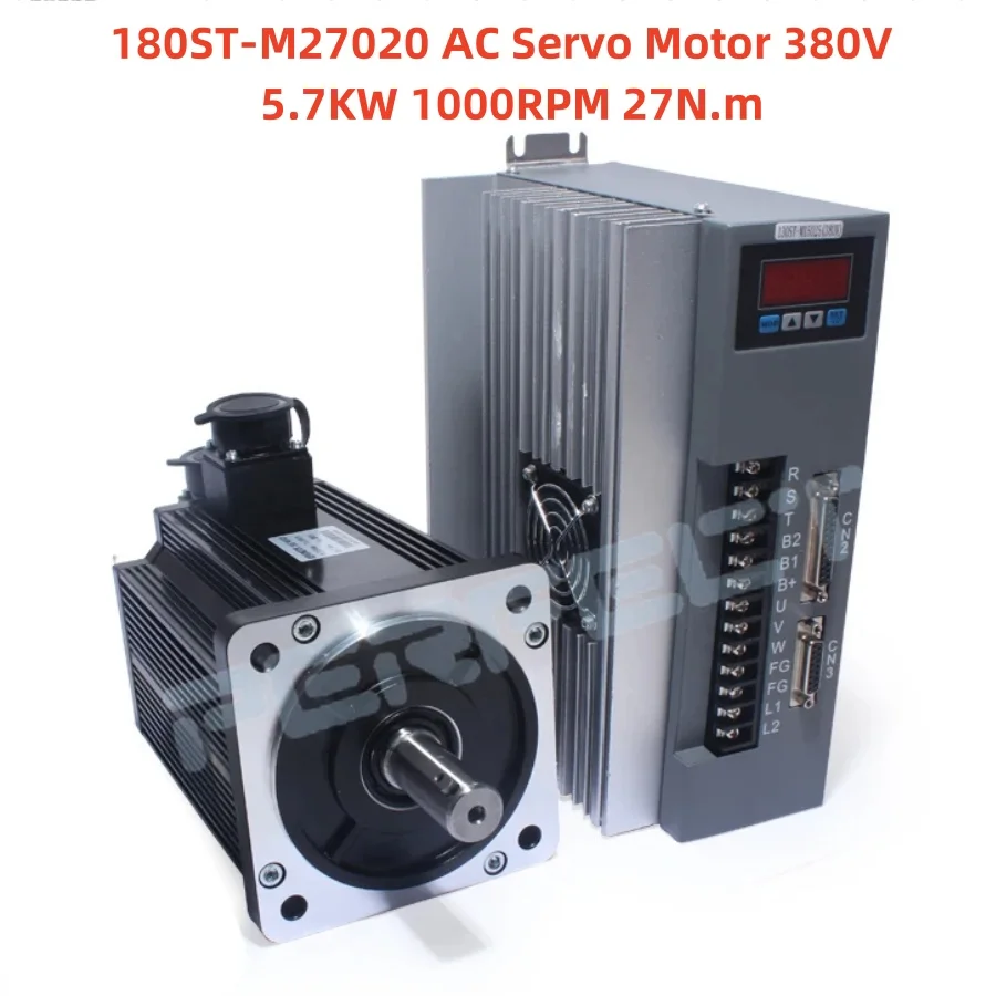 

180ST-M27020 AC Servo Motor 380V 5.7KW 1000RPM 27N.m Three-Phase Permanent Magnet Matched Driver AASD-40A CNC Engraving Machine