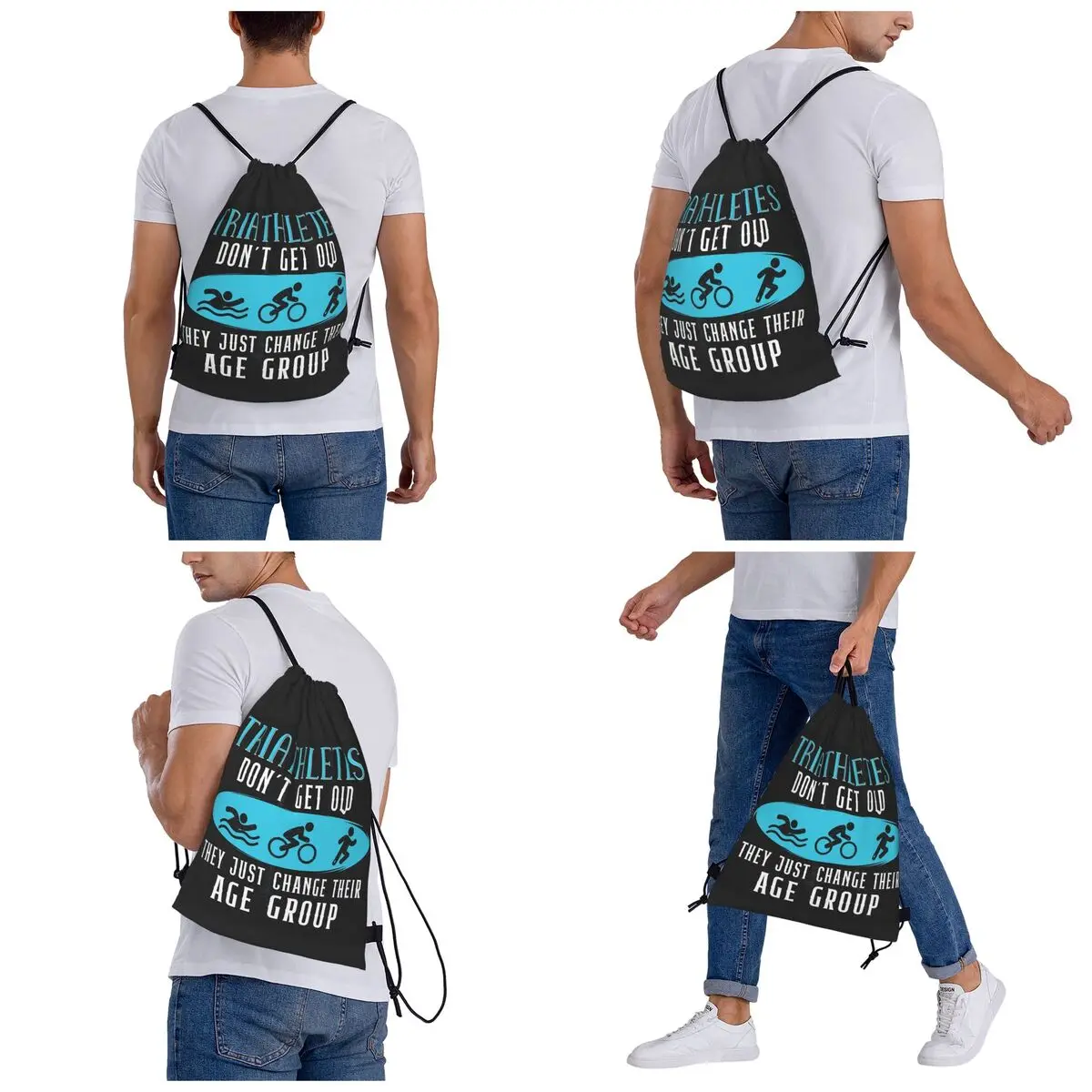 Triathlon Swimming Cycling Running Backpacks Fashion Drawstring Bags Shoes Bag Book Bags for Travel Students