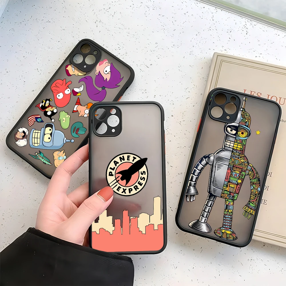 Funny Futuramas Robot Bender Phone Case For Xiaomi Redmi Note 13 12 11 10 10C 10X 9 9A 9T 9C 8 7 Pro Plus 5G Matte Transparent