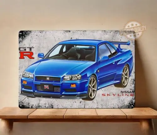 1p,Nissan Skyline Gtr R34 Car Metal Poster - Garage Tin Sign - Size: 20x30cm