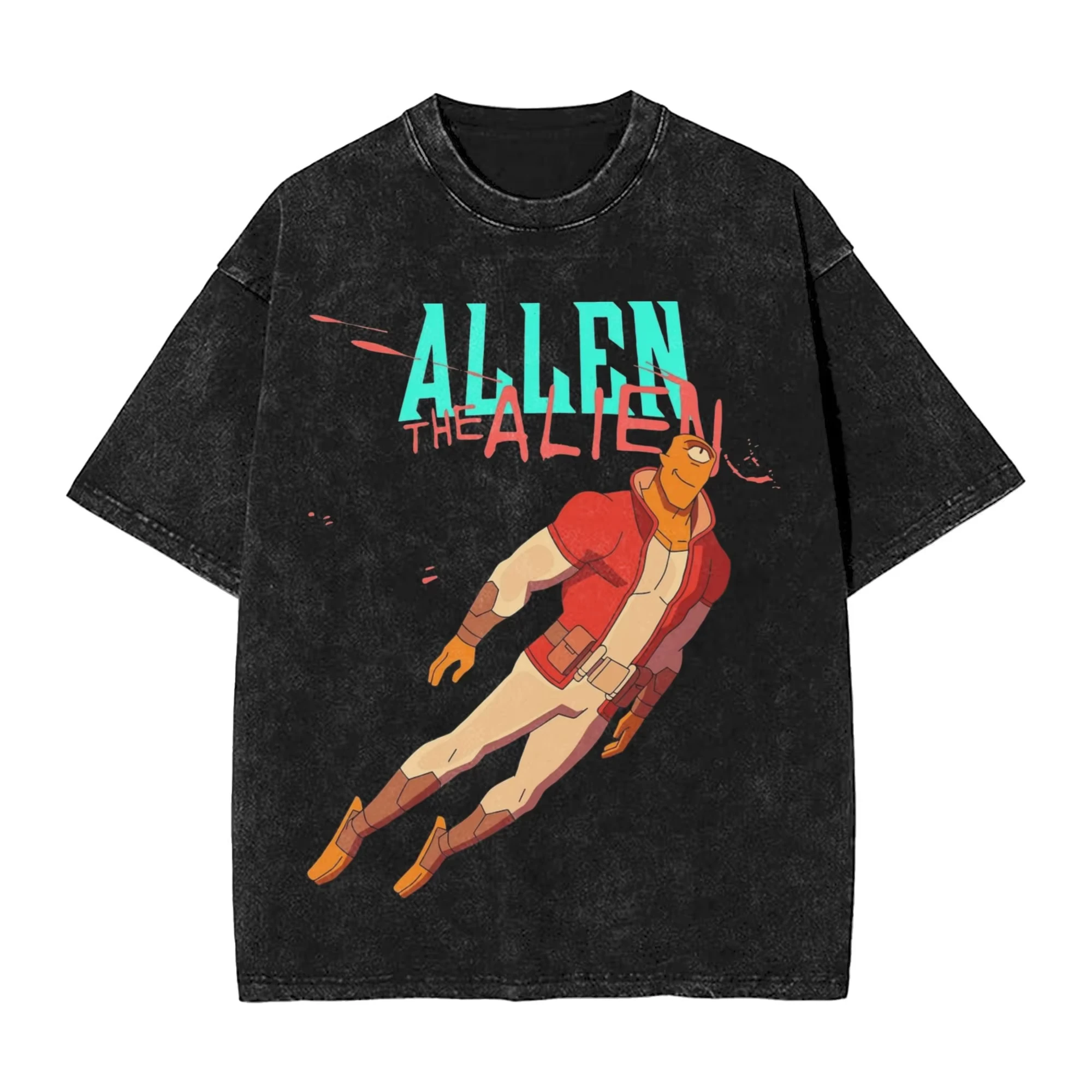 

Футболка Allen The Alien Invincible с эффектом потертости, уличная одежда в стиле хип-хоп, футболки Omni-Man, мужские и женские футболки с коротким рукавом, Harajuku, летняя коллекция