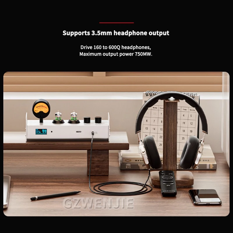 P1 PLUS Bluetooth Tube Preamp USB DAC Headphone Amp With VU Meter Support DSD256 Fiber Coaxial Decoder