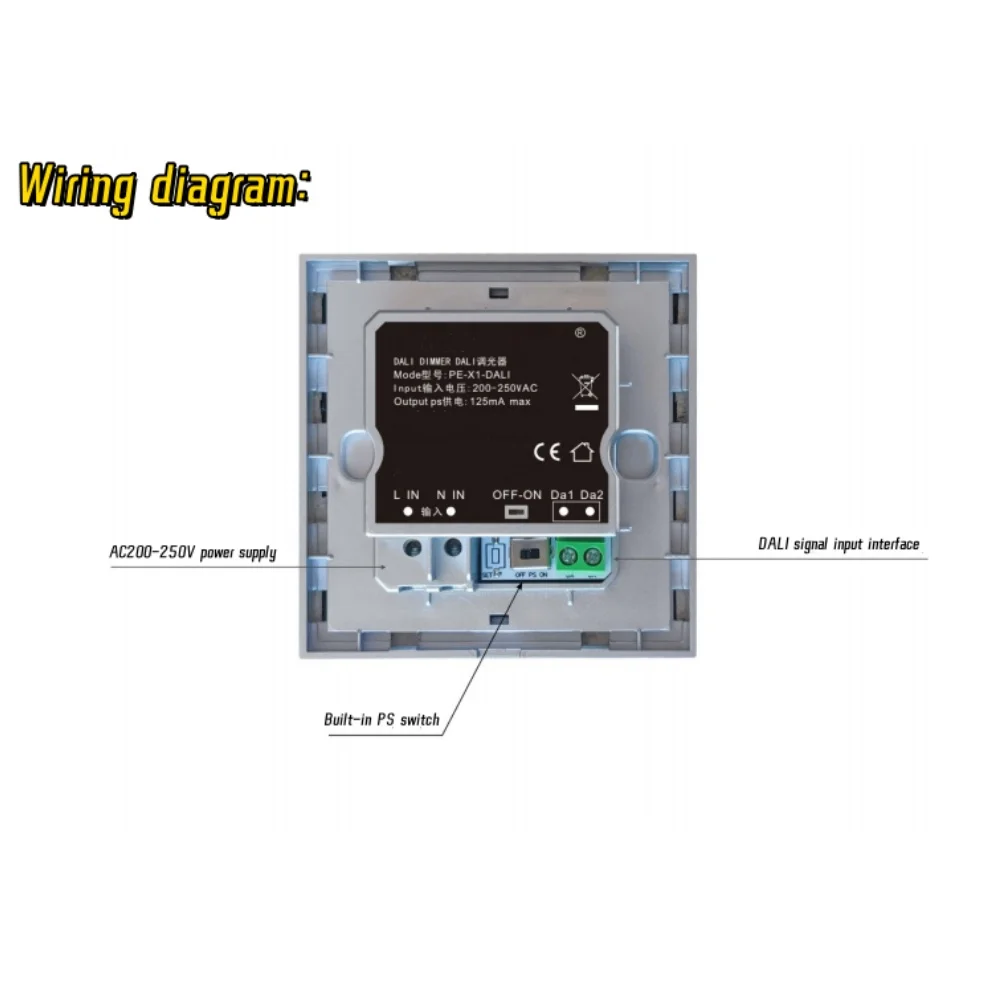 DALI Light dimmer Control panel two-tone monochrome black white AC200-250V Suitable for DALI dimming Parallel 64 lamps