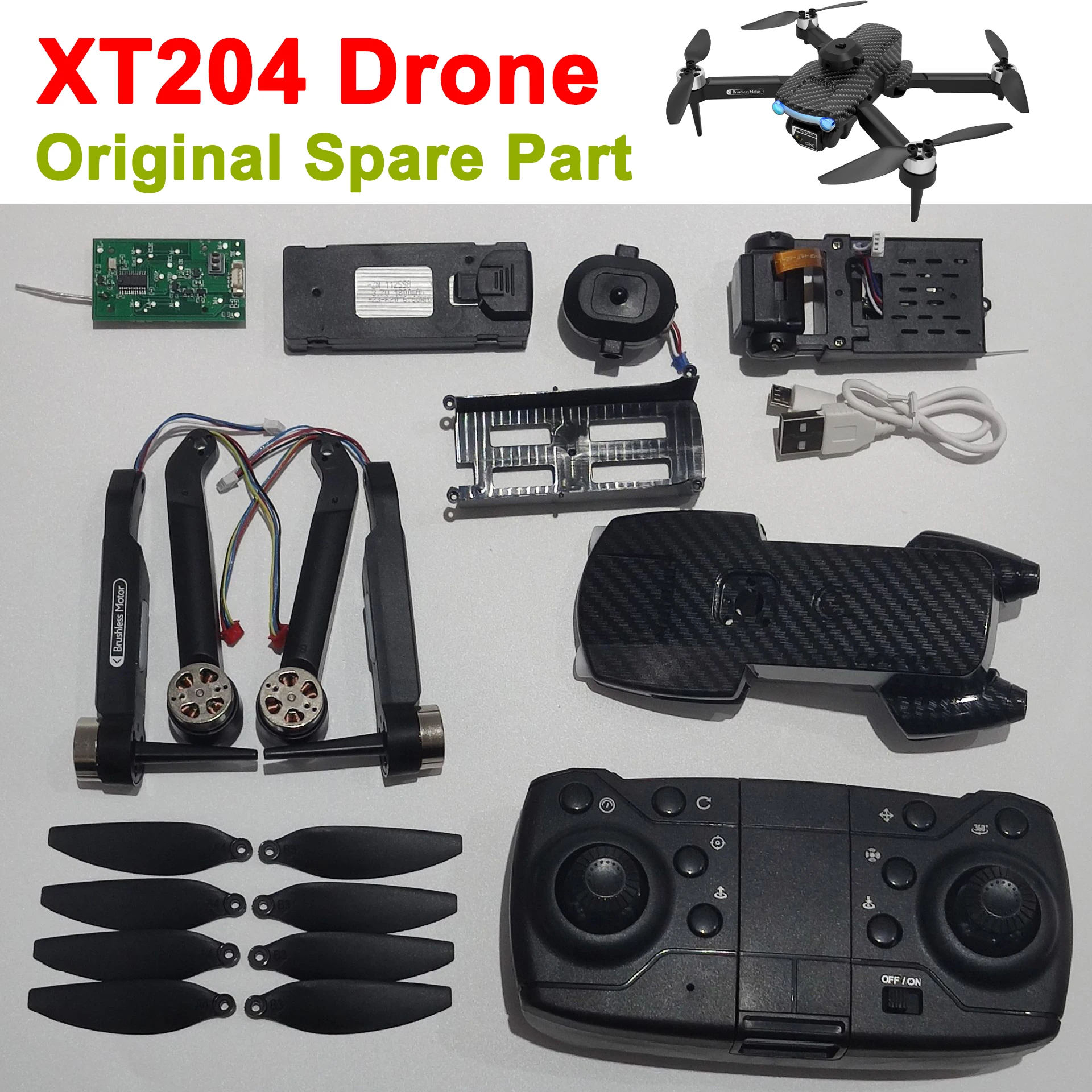 

XT204 Mini Drone Original Spare Part Motor Arm / Propeller / Protective Frame / Receiver / Camera / Controller / Charger / Shell