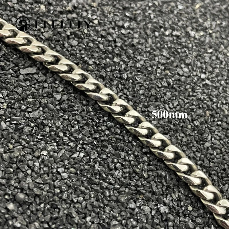 New Pure Titanium Necklace Wide 7mm Fine Grinding Six Faces Denim Chain Anti Allergic Non Oxidative Manual Polishing 500mm