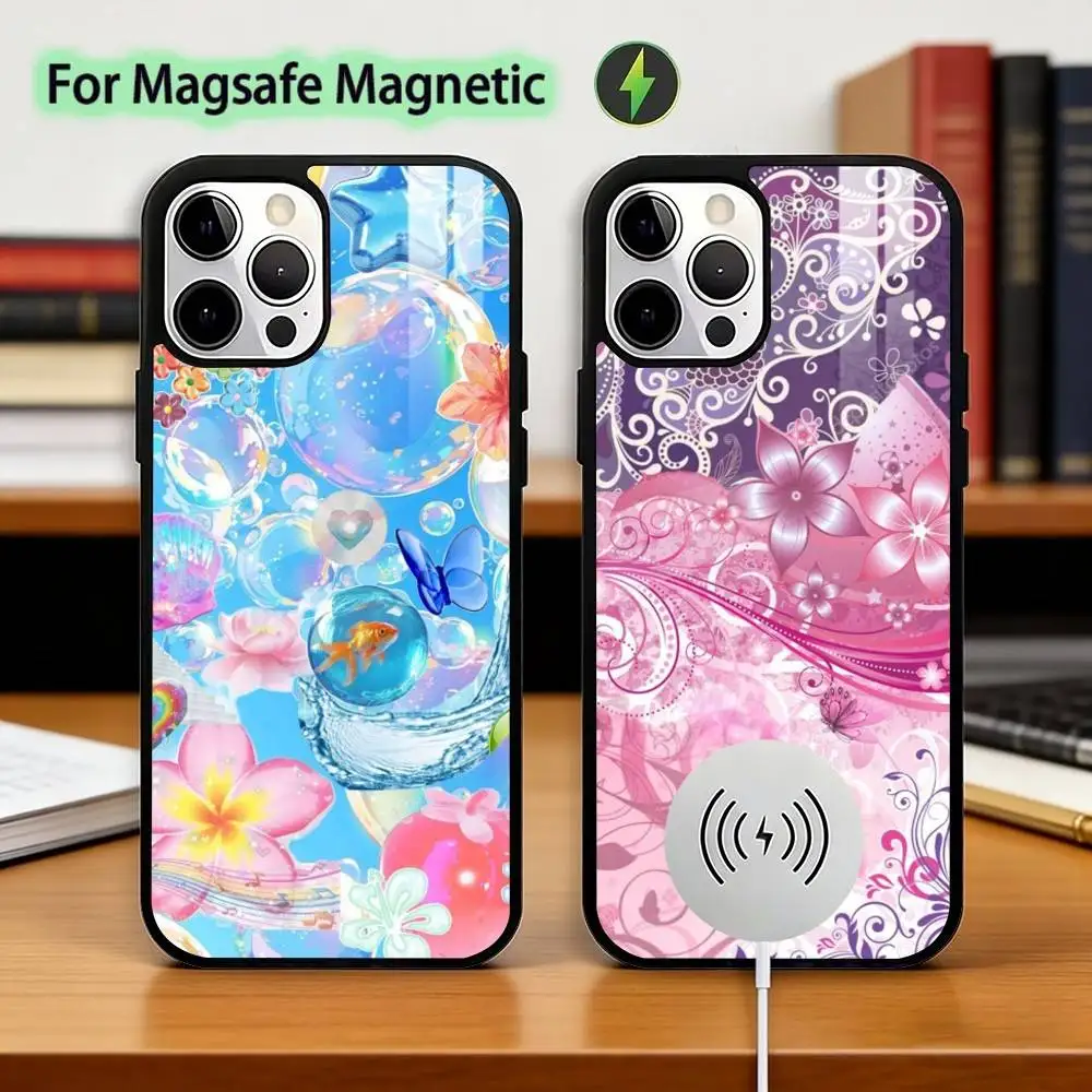 Color Frutiger Aero A-Art Phone Case For iPhone17,16,15,14,13,12,11 Plus,Pro Magnetic For Magsafe Wireless Charging