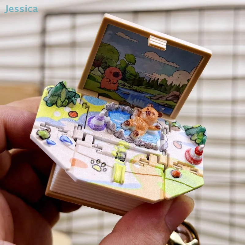 ♥ ثلاثية الأبعاد كابيبارا قابلة للطي حجم صغير أضعاف كتاب المفاتيح لعب الاطفال حقيبة قلادة #5