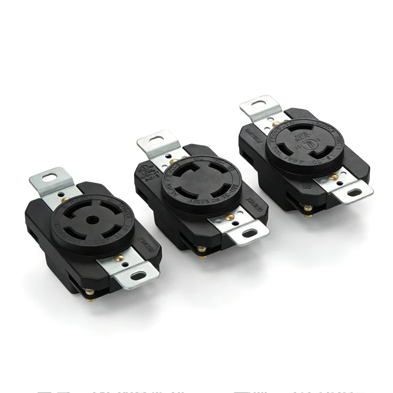Black 20A 30A L5-30R L6-30R L14-30R L15-30R L19-30R L21-30R 20R NEMA US Anti-off Industry Socket America Twist Lock Power Outlet