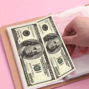 1 carnet de stockage de billets en matériel PU, pouvant contenir 100 billets, avec photos de billets, timbres, livre de stockage de cartes bancaires 12 meilleurs albums vendus pour les billets de banque - No 3