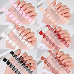 16pieces French Design Semi Cured Nail Gel Strips French Nail Polish Stickers Jelly Glaze White Nude Full Nail Wraps Manicure