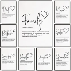 Modern Minimalist Words Definition Poster Family Members Dad Mom Brother Sister Gifts Canvas Painting Wall Art Room Home Decor