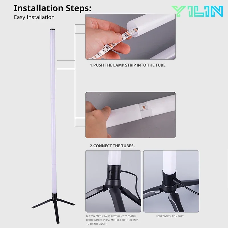 Imagem -05 - Rgb Led Lâmpada de Assoalho com Controle Remoto Inteligente Canto Moderno Lâmpada de Assoalho Luz pé Atmosférica Natal Decoração Iluminação 103cm