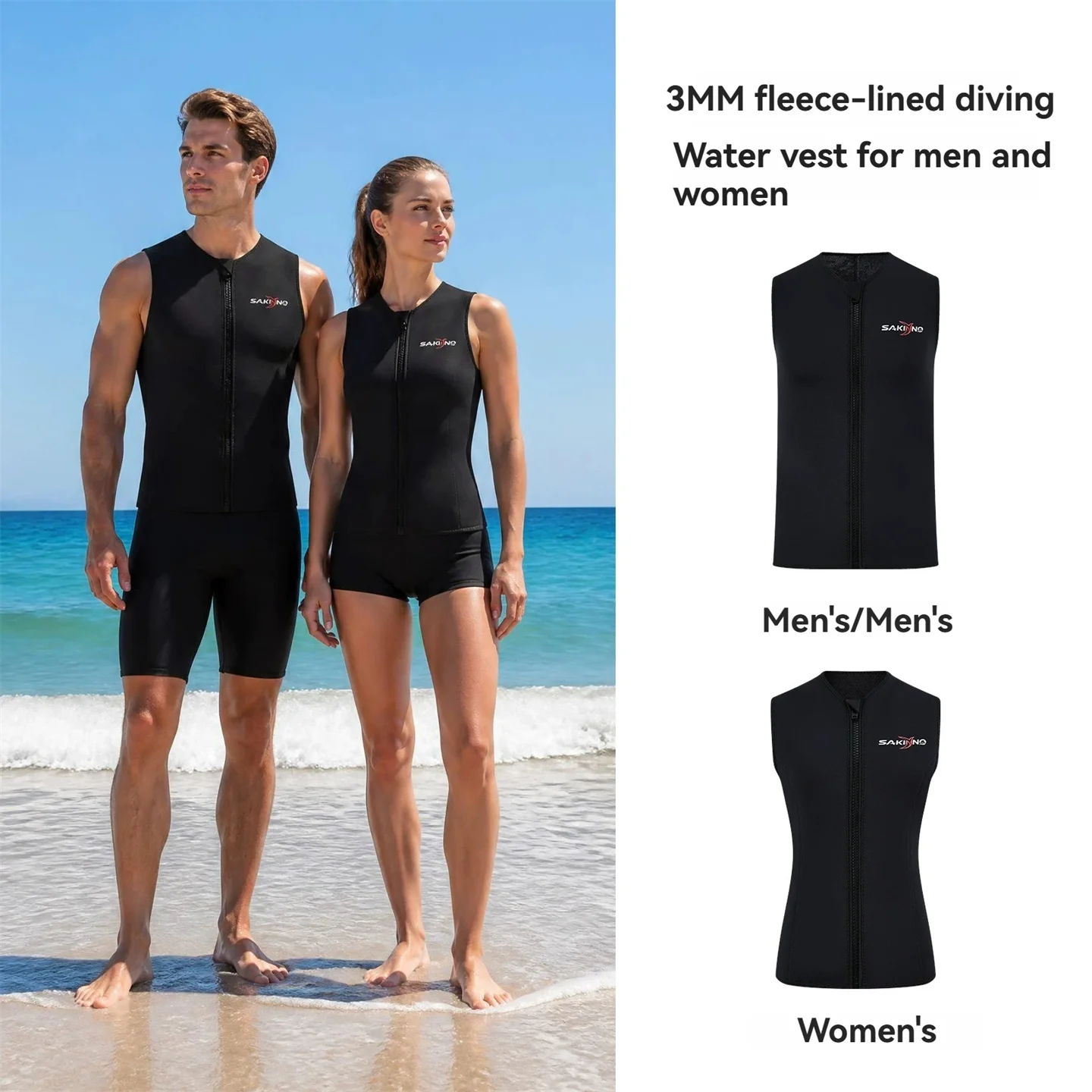 3mm Neoprene Fleece Lined Thermal Diving Vest For Men Women Snorkeling Tank Top Sleeveless Wetsuit Surfing Sailing Waistcoat