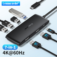 Lemorele 4K USB-C Hub 7 Ports Docking Station USB Hub Adapter USB C to Dual HDMI 4K@60Hz for Windows MacBook Air Laptop
