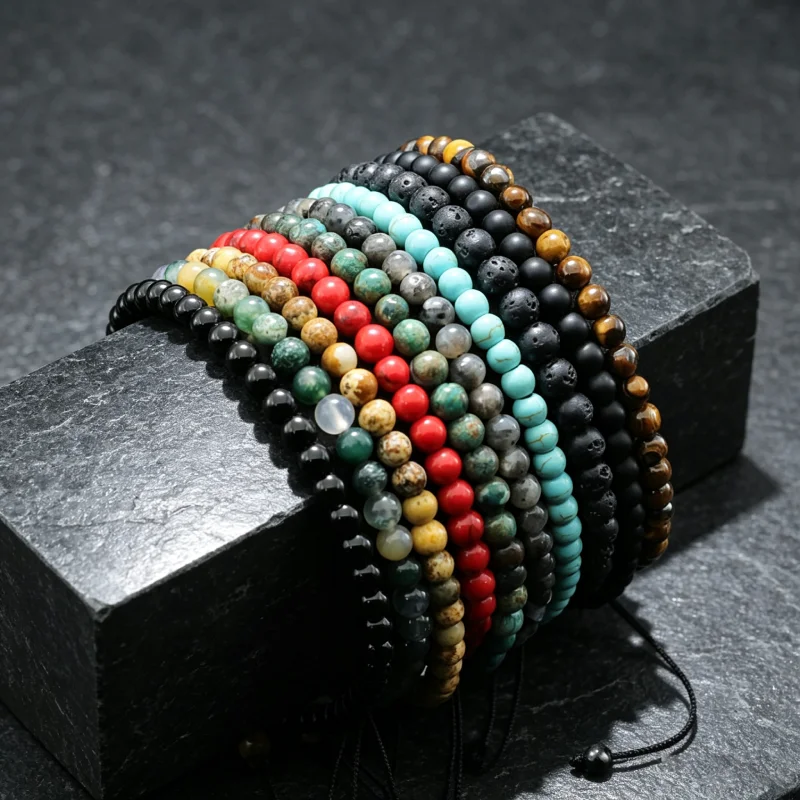 Noter New 4mm Small Beads Stone Bracelet Unisex Handmade Braided String Braclet Adjustable 10 Colors Available Healing Braslet
