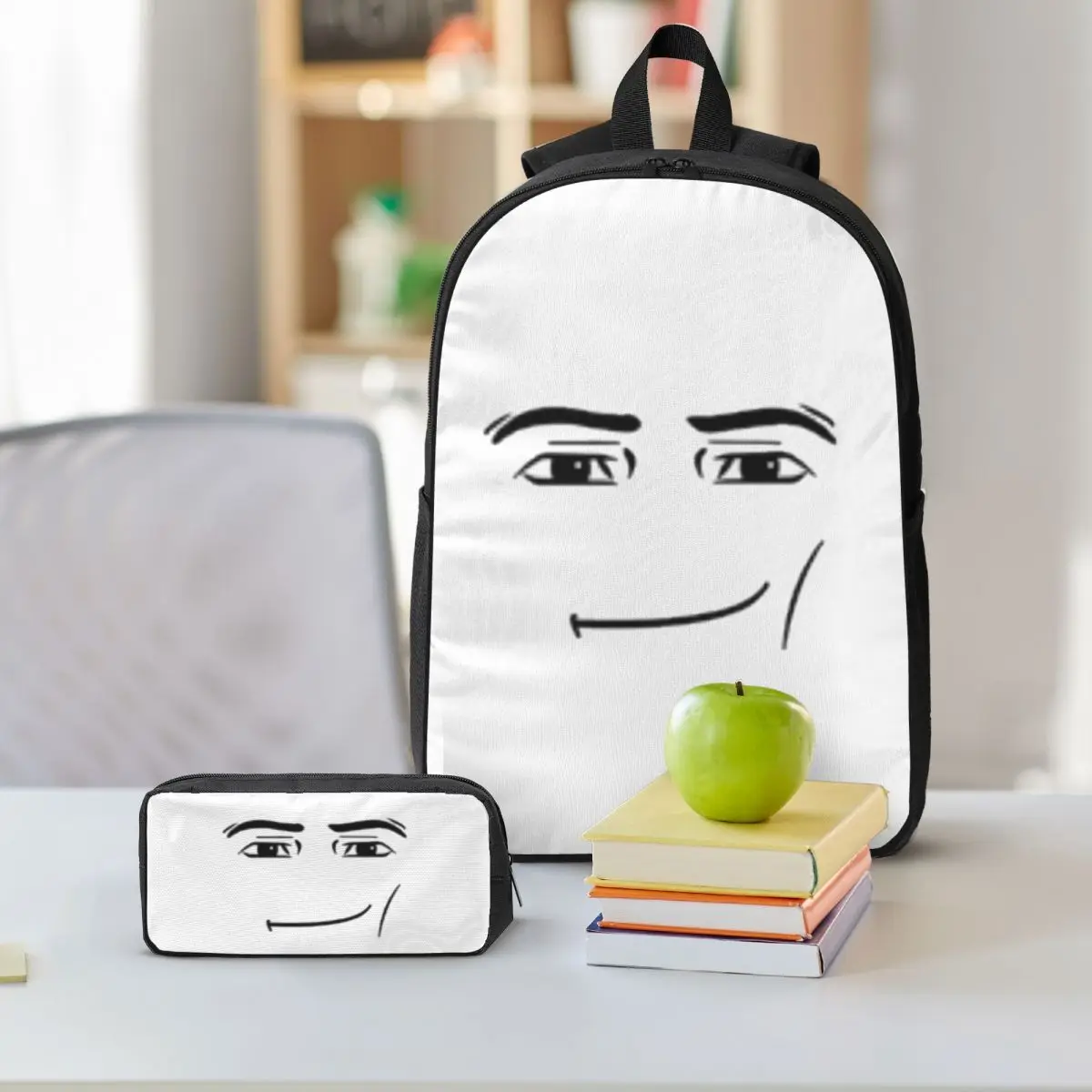 The Man Face Backpack Student Boys Girls BookBag School Bag Laptop Shoulder Bags 3ps Insulated Lunch Bag Pencil Case