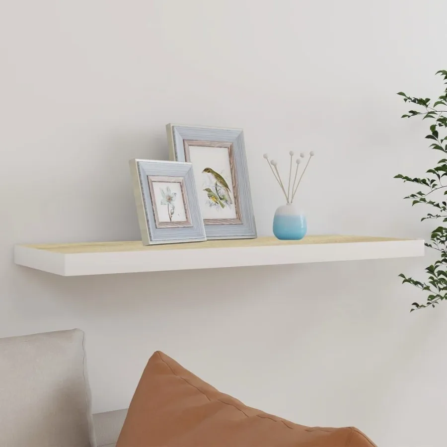 

Floating Wall Shelf Oak and White 31.5x9.3x1.5 MDF