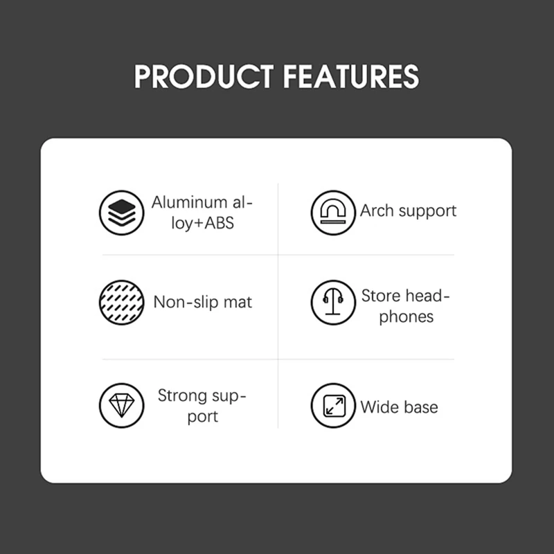 حامل سماعة الرأس أنيق غير قابل للانزلاق لهاتف Max/Beats/Bose/Sennheiser/Audio-Technica/Sony/AKG إلخ فضي متين