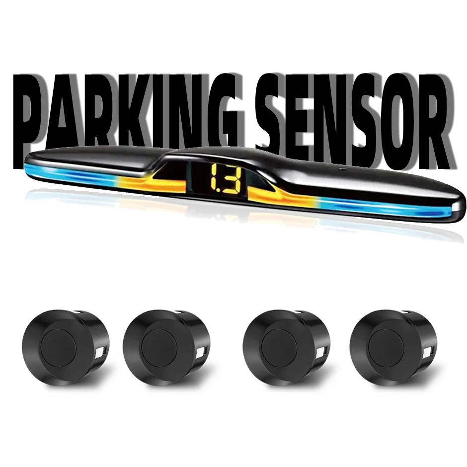 Car Reverse Radar Kit Vehicle Parking Sensor System with 4 Sensors Backup Assist System with LED Distance Display Sound Warning