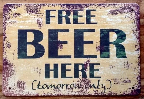 Free Beer Here Vintage Retro style Advert Metal Sign man cave shed pub bar --Tin Sign