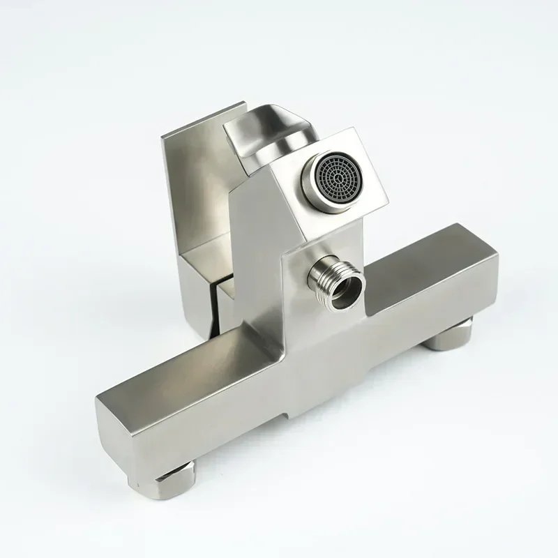 304 stainless steel square shower three-way valve, hot and cold bathroom bathtub, concealed shower faucet