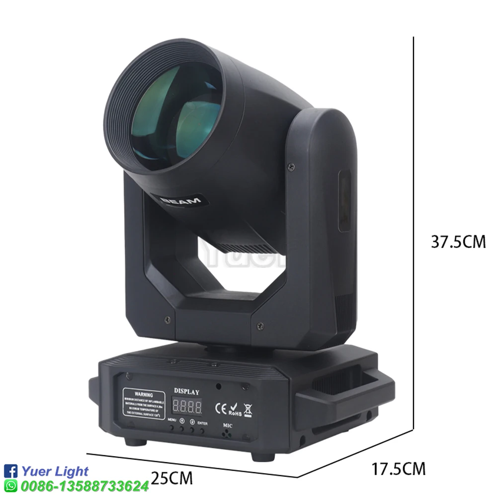 Moving Head LED Light Beam Spot, prismas rotativas, 12 Gobos, 8 + 6 cores, efeito arco-íris para DJ Disco, festa de casamento Show, 200W, 6 + 12