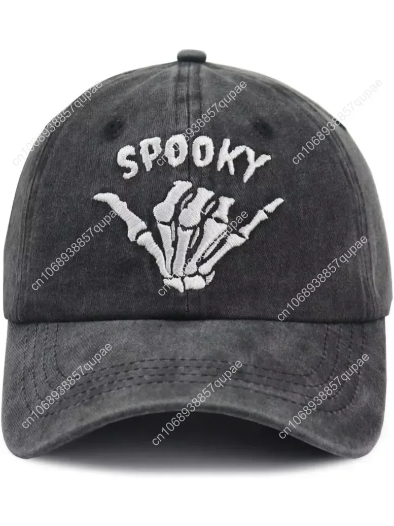 

Halloween Spooky Hat For Women Men, Adjustable Embroidered Cotton Skeleton Hand Baseball Cap Men Woman Outdoor Casual Party Head
