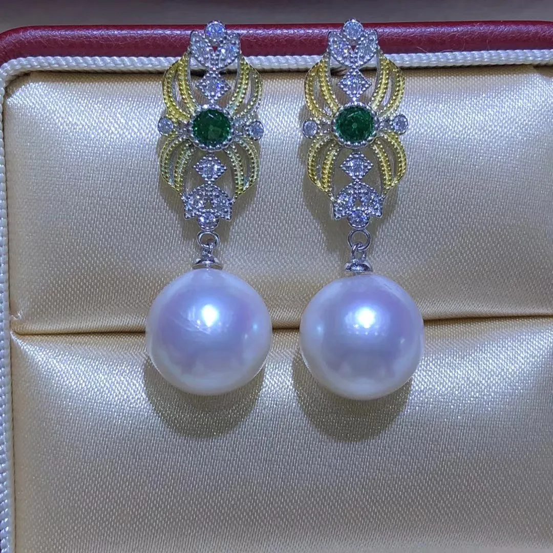 Wholesale S925 Sterling Silver Earrings Mount Findings Settings Base Mounting Parts Accessory for 10-15mm Pearls 5 pairs/lot