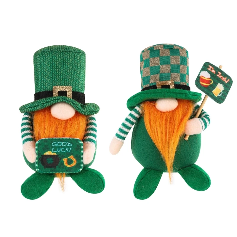 1Pack StPatrick's Day Gnomes Plushes Decorations，Green Irish Leprechaun Tomtes Elf Gnome Dwarf Figurines Ornaments Dropship