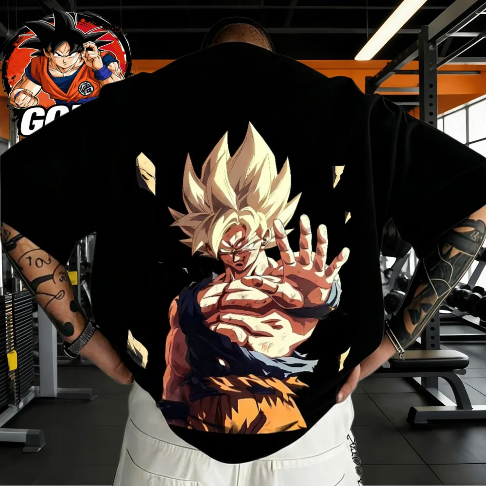 2026 Sommer Dragon Ball Super Saiyan Goku Oversized T-Shirt Hochwertig 100% Baumwolle Bedruckt Retro Anime Streetwear für Männer Frauen