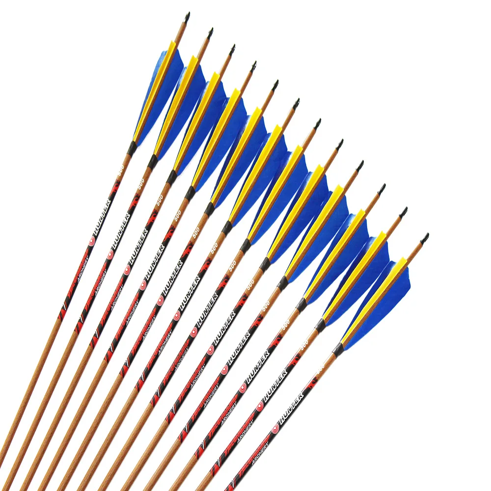 

Dechuang Archery Carbon Arrows 4inch Turkey Fletching Feathers Spine 340 400 500 600 ID6.2mm Compound Traditional Bow Hunting