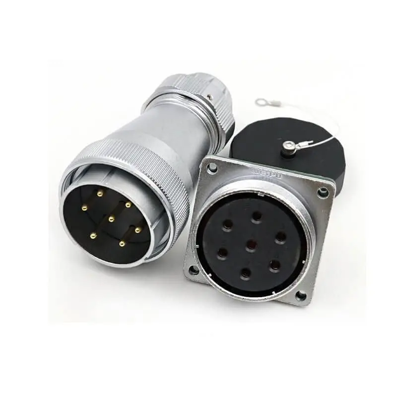WF48/7 pin Straight Connector Aviation Circular Waterproof Male Plug Female Socket TE+Z