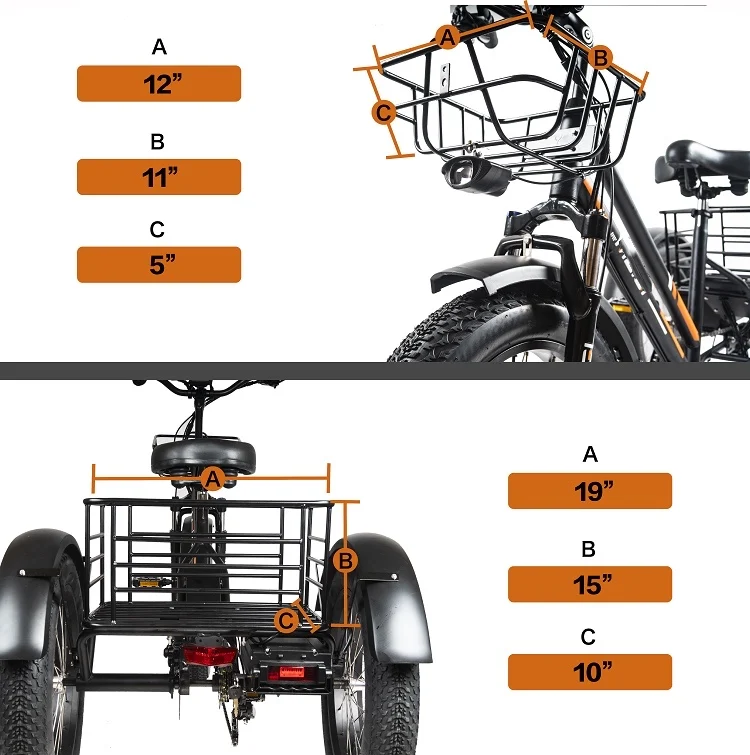 USA Fast Delivery high power electric tricycles 3 wheel electric cargo bike cheap etrike electric tricycle for elderly custom