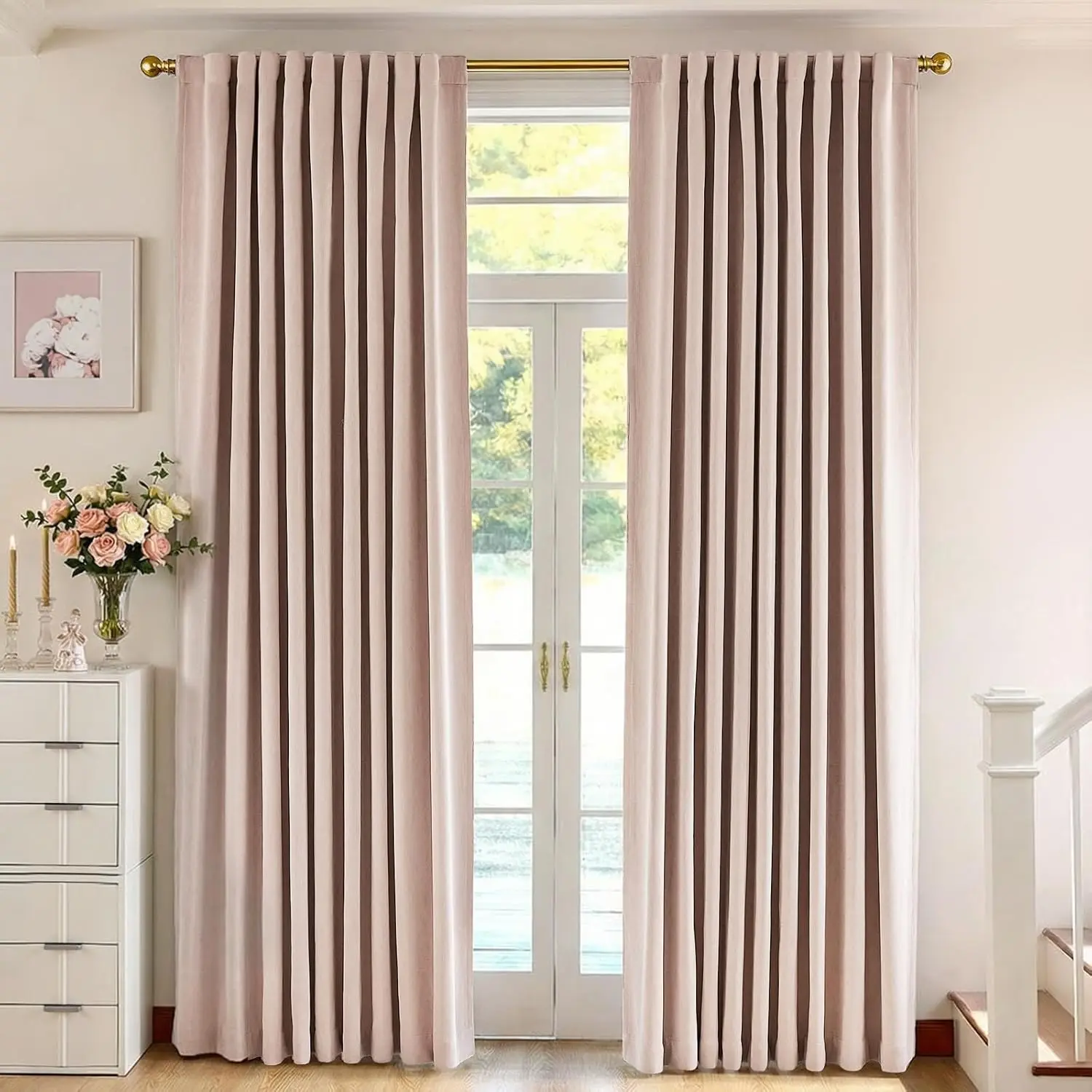 

Blackout Curtains for Girls Bedroom 84 Inches Long Chenille Nursery Curtains 2 Panels Thermal Insulated Full Blackout Drapes