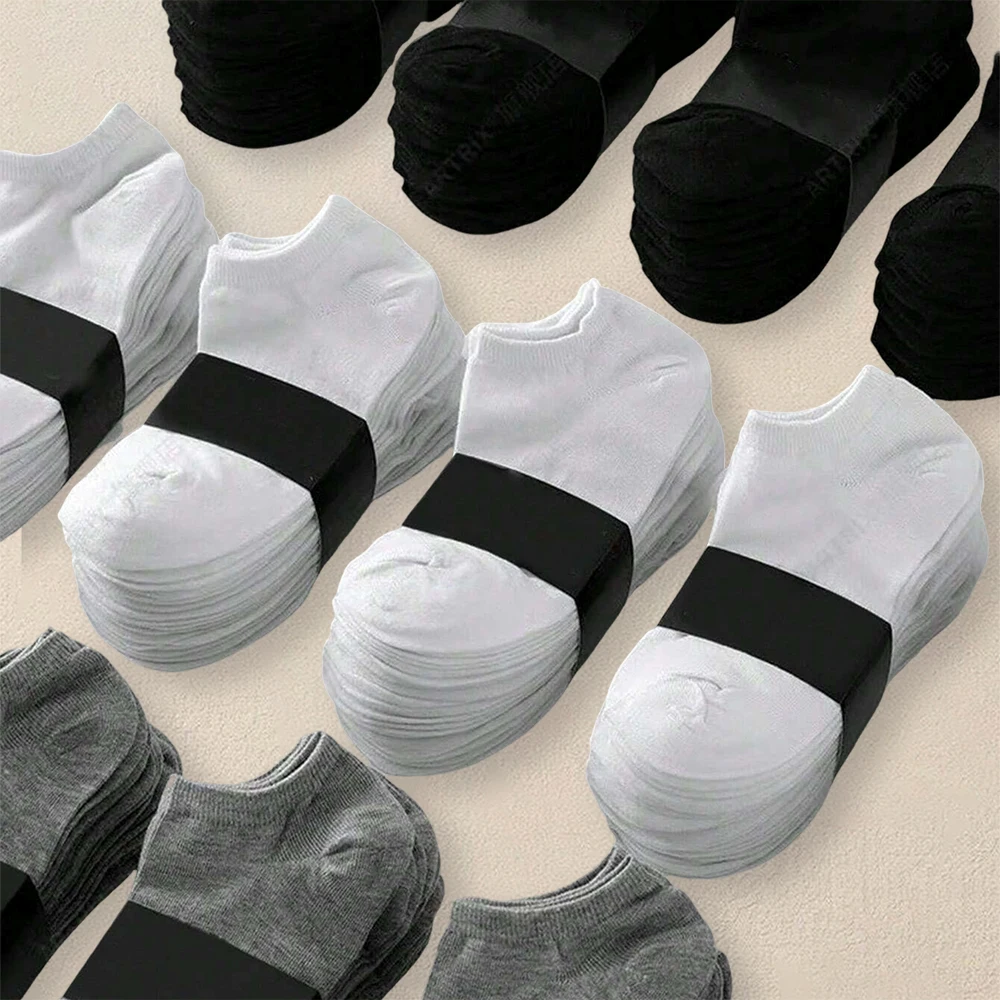 30 Pairs Women Solid Color Ankle Socks Lightweight Breathable Comfortable Deodoriz Sweat Absorbing Low Chest Ankle Socks Socks