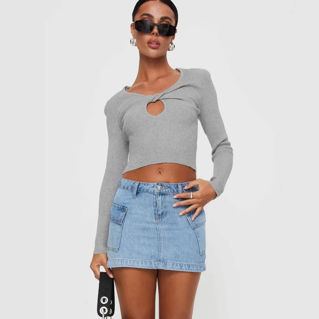 

Women's Low Waist Slim Fit Denim Skirt European American Style Independent Station Autumn New Solid Color Streetwear Overskirt