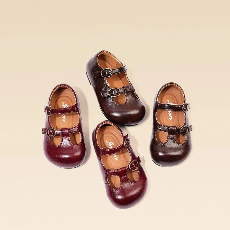 Baby Girls MaryJanes Round Toes Cute Kids Walking Shoes Soft Bottom 2025 Autumn New Girls Flat Shoes Elegant Sweet Non-slip view 2