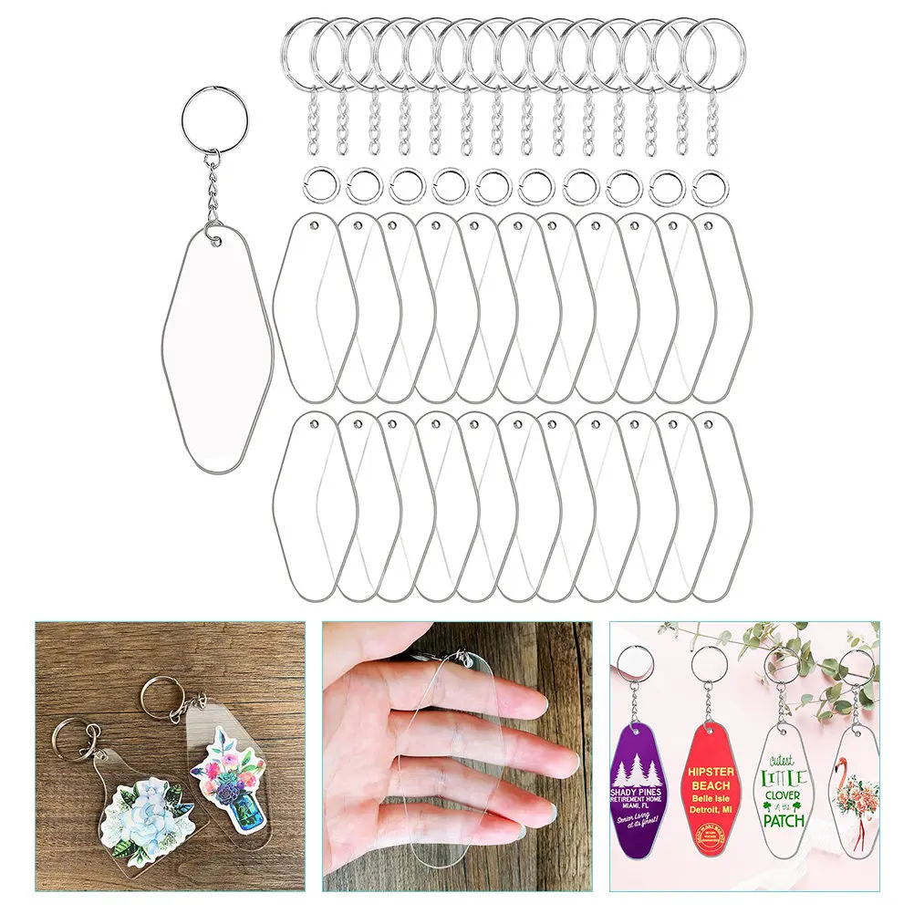 

30Sets Premium Acrylic Keychain Blanks Unique Hanging Tags for DIY Souvenirs Handbag Backpack Decor Key Pendant Identification