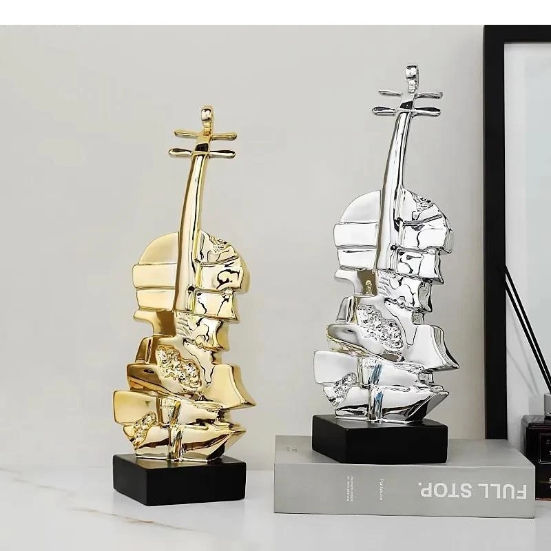 Stacked Violin Sculpture Artwork Desk Decoration Ornaments Resin Crafts Statue Room Aesthetic Decor