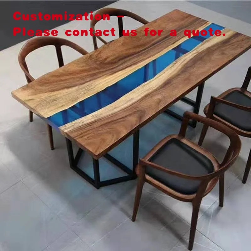 custom.Unique New Design Solid Wood Epoxy Resin Dining Table River Live Table Home, Hotel