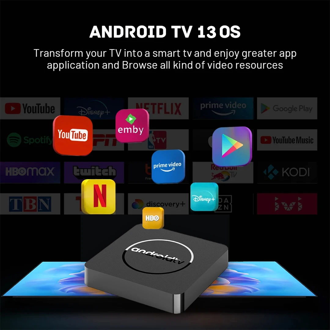 Smart TV Box Android13 Allwinner H313 Assistente Google 2GB16GB Dual 2G5GWifi Bluetooth 4K HDR10 Lettore multimediale in streaming NetfliX Q1