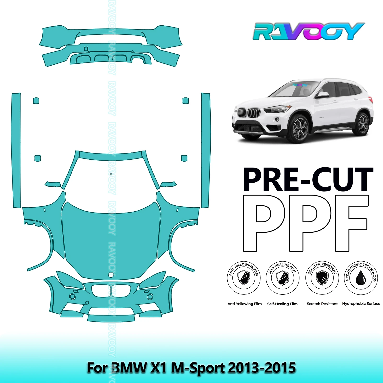 

8.5Mil Precut PPF Paint Protection Film Front Kit+Rockers+Rear Bumper For BMW X1 M-Sport 2013-2015