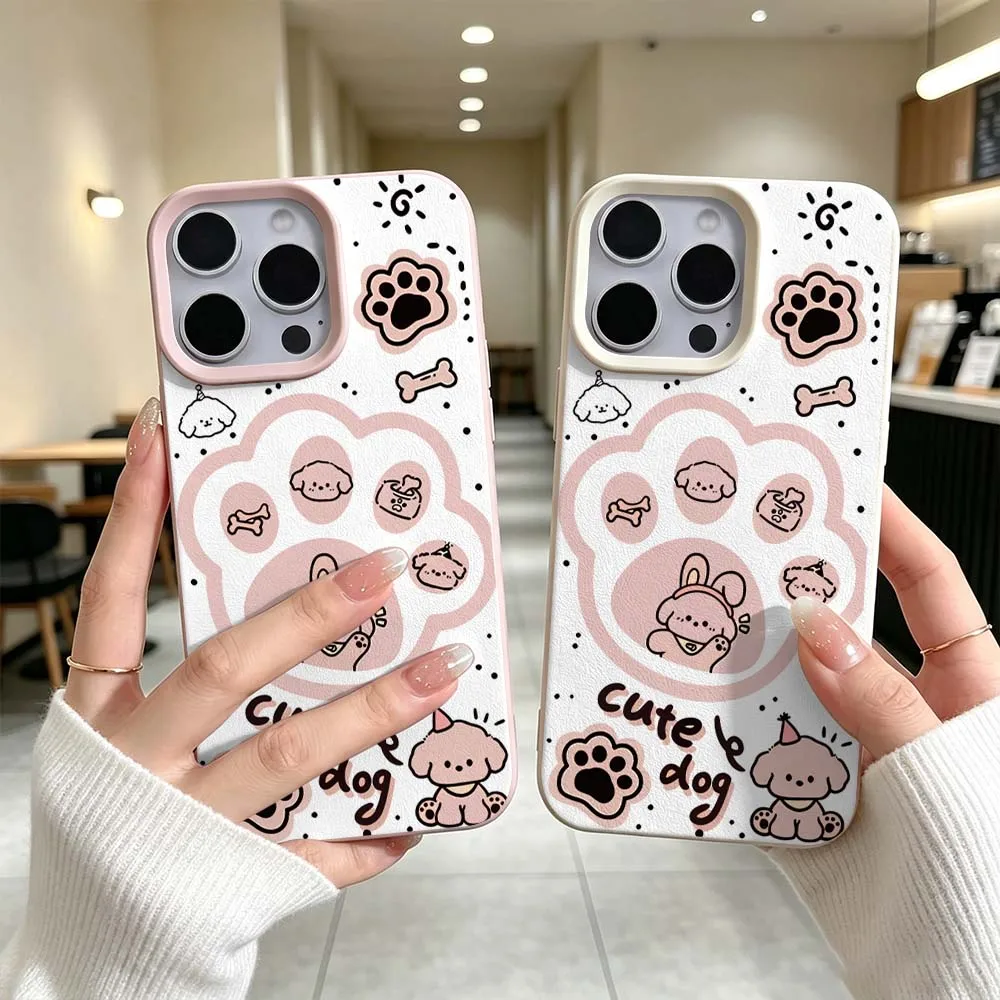 Coque de téléphone anti-chute élégante et souple avec motif patte de chien de dessin animé pour iPhone 17 Air 16 16e 15 14 13 12 11 XS Pro Max Plus