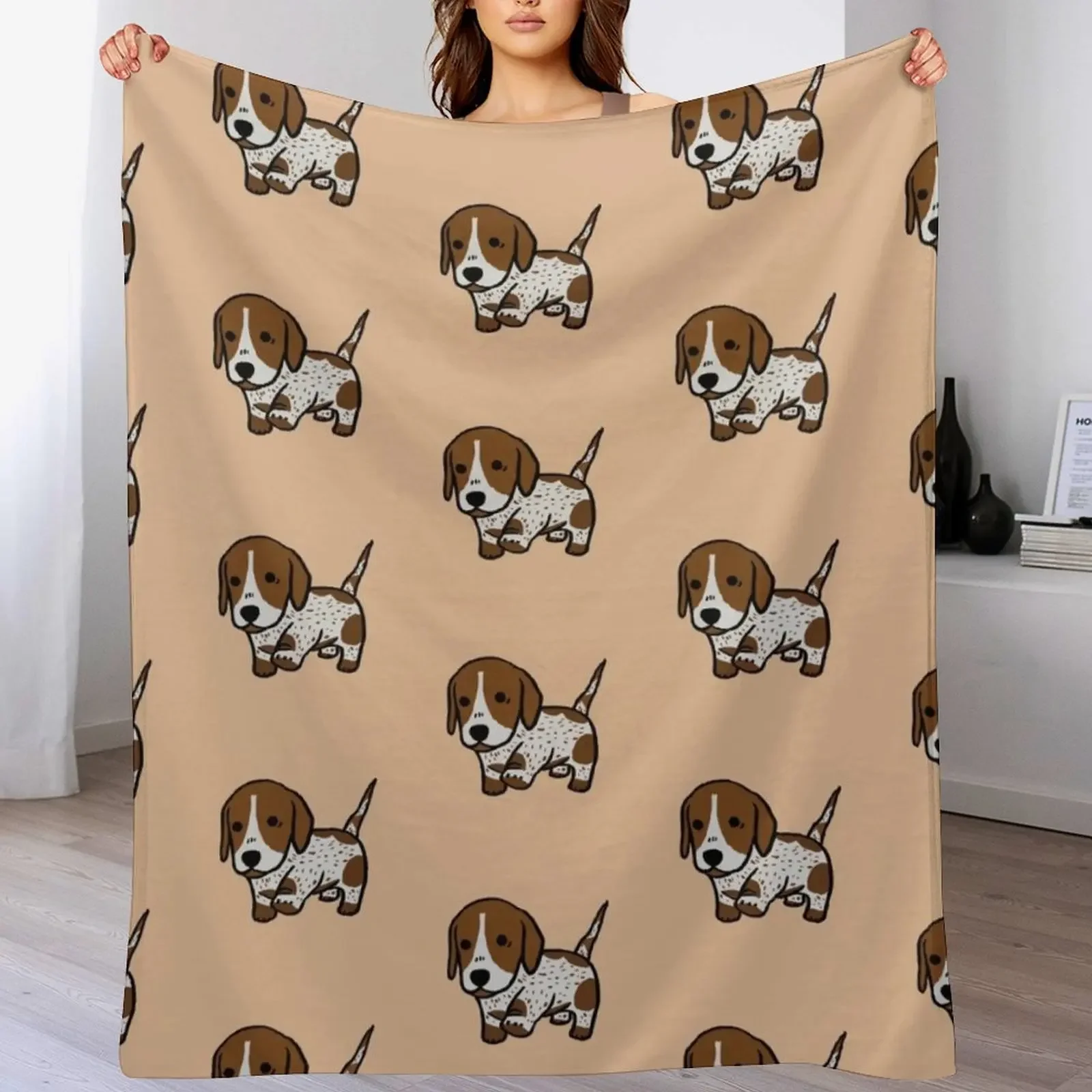 Tippy Tappy Cute Dachshund Puppy Light Brown Piebald Brindle Throw Blanket halloween Loose blankets and throws Blankets