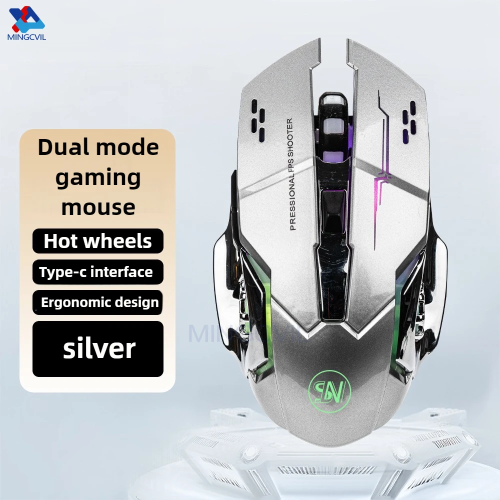 MINGCVIL Rechargeable Wireless Mouse Gaming Computer Bluetooth Mouse USB Mechanical E-Sports Backlight PC Mouse For Computer