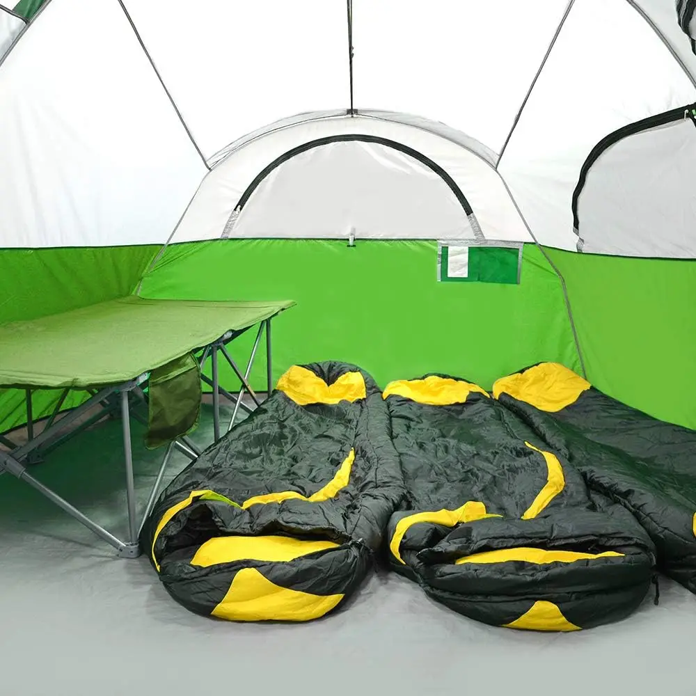 CAMPROS CP-tent 8-persoons kampeertenten, weerbestendige familietent, 5 grote gaasramen, dubbellaags, verdeeld gordijn