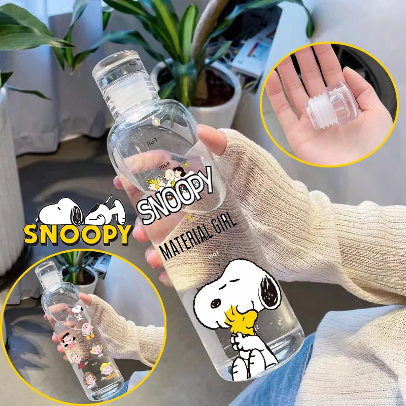 500ml Snoopy Water Cup Transparent Plastic Sports Water Bottle Cartoon Drinking Travel Portable Gym Fitness Jugs Leak-proof Mug